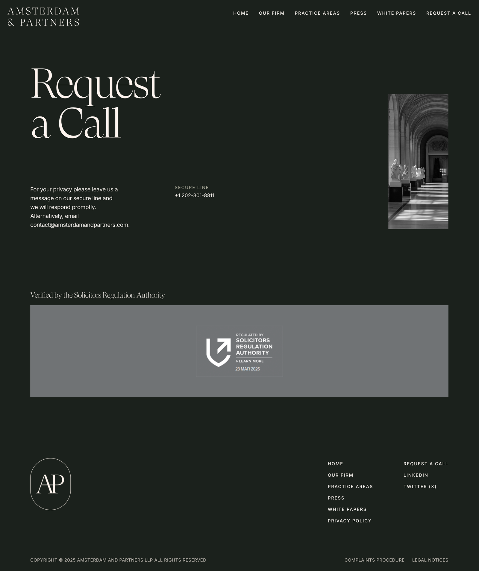 Amsterdam + Partners Contact page