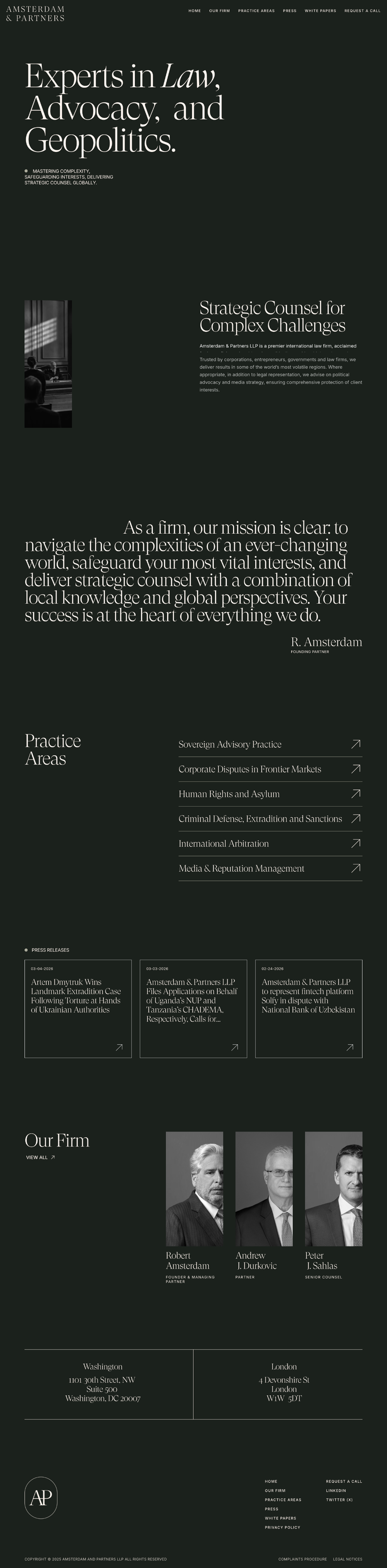 Amsterdam + Partners homepage