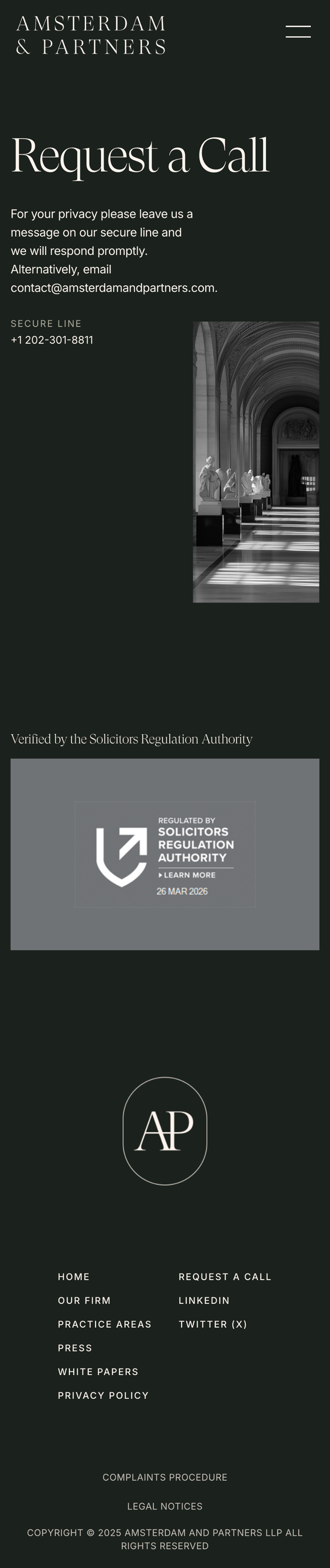 Amsterdam + Partners homepage mobile