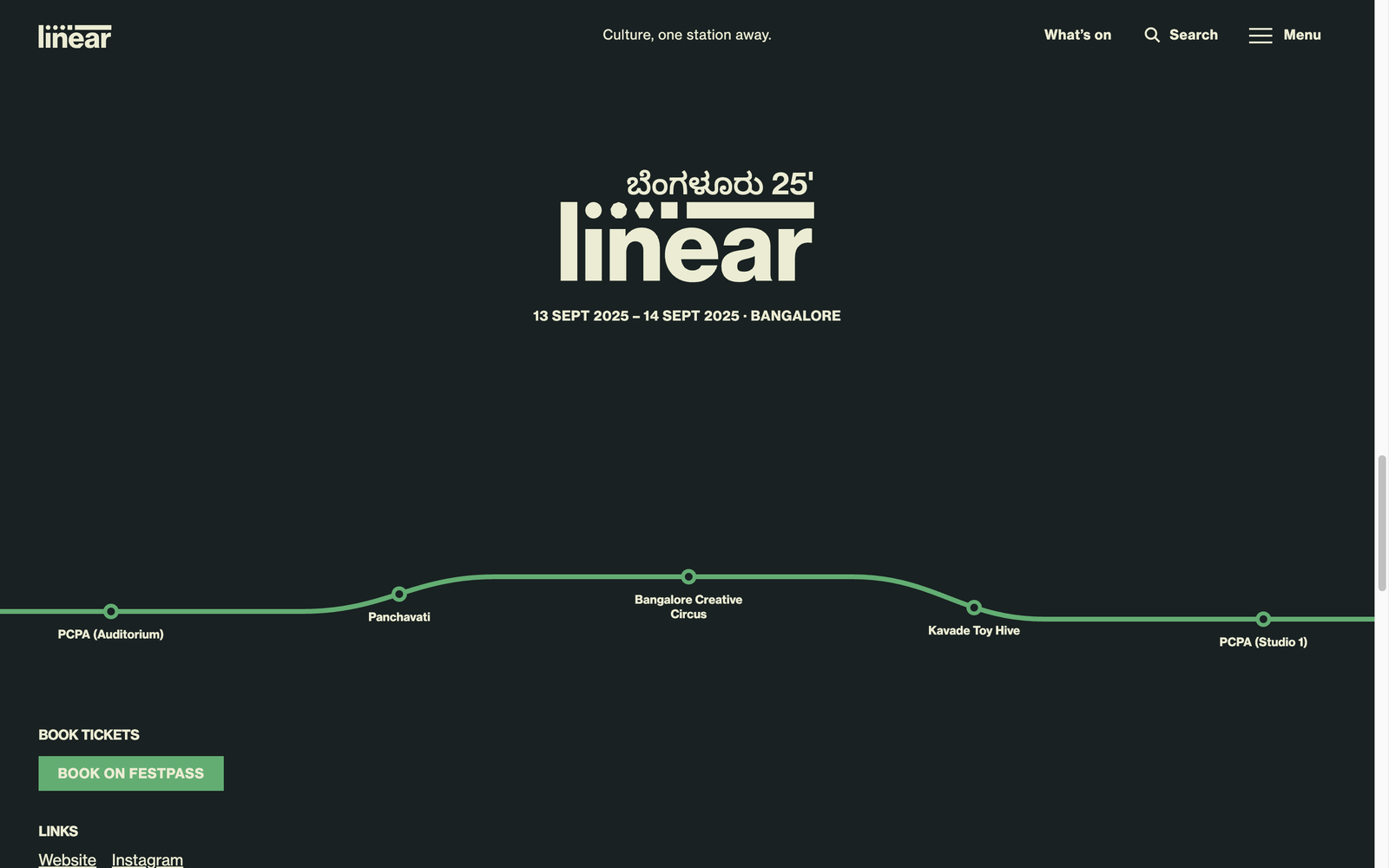 Linear Festivals, the scroll-driven metro-line animation with festival venue stops