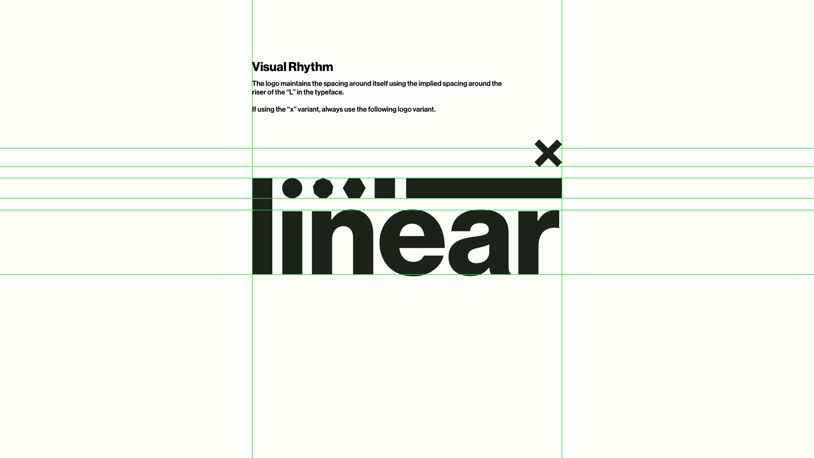 Linear, the 'x' partnership variant of the logo, used for collaborations