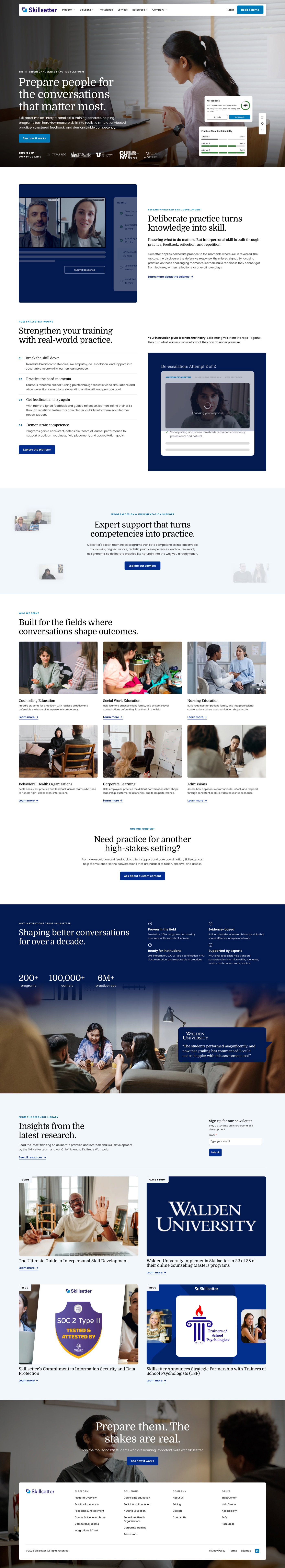 Skillsetter homepage, full page